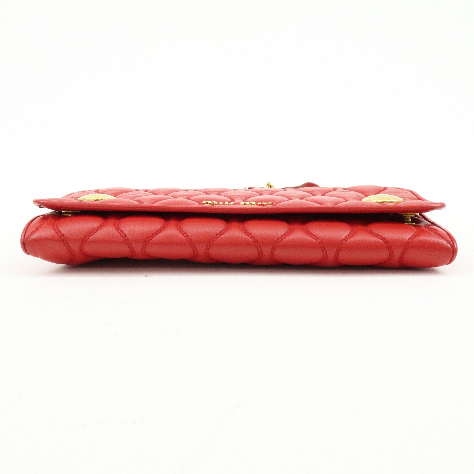 MIU MIU Nappa Leather Chain Long Wallet Shoulder Bag Red