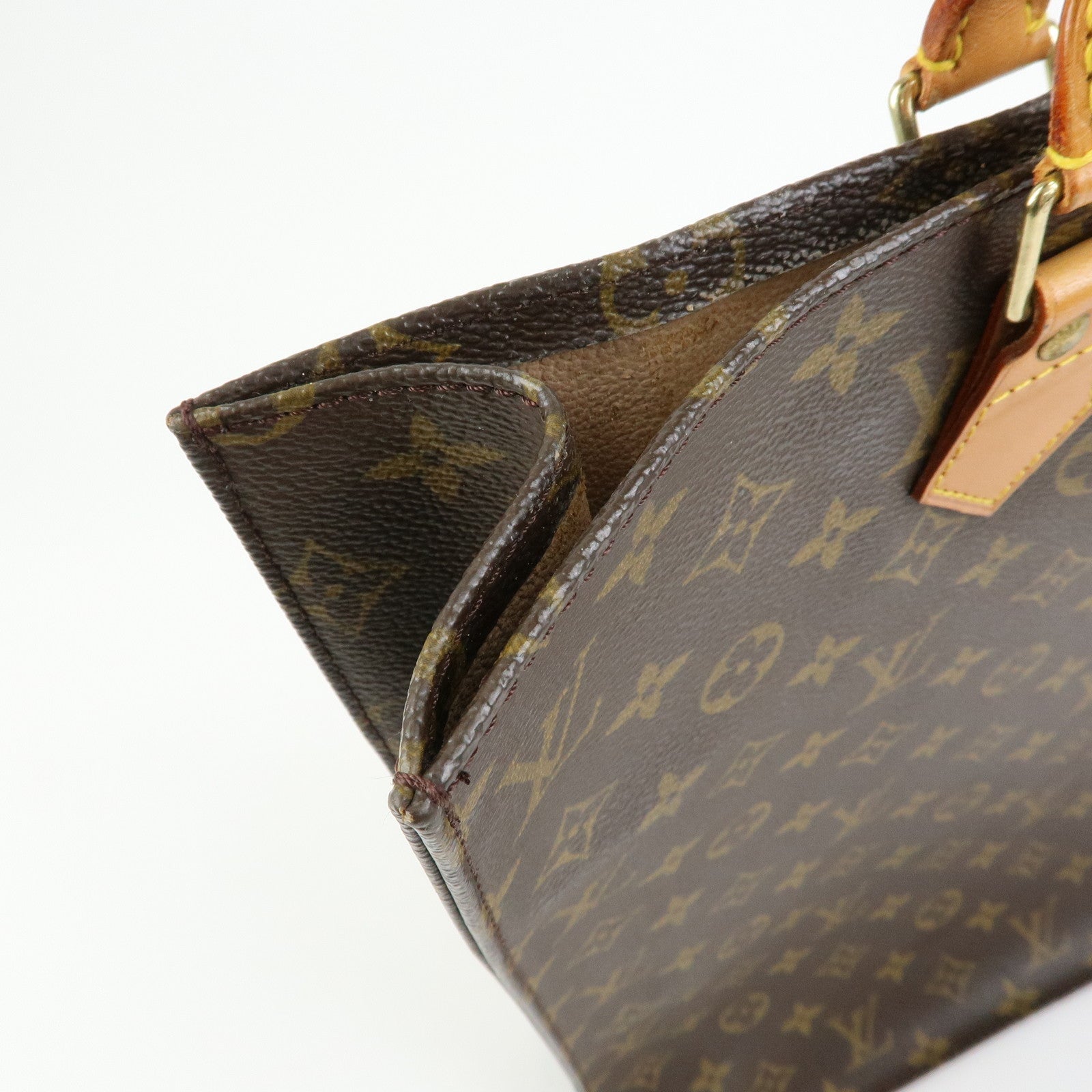 Louis Vuitton Monogram Sac Plat Tote Bag Hand Bag Brown M51140
