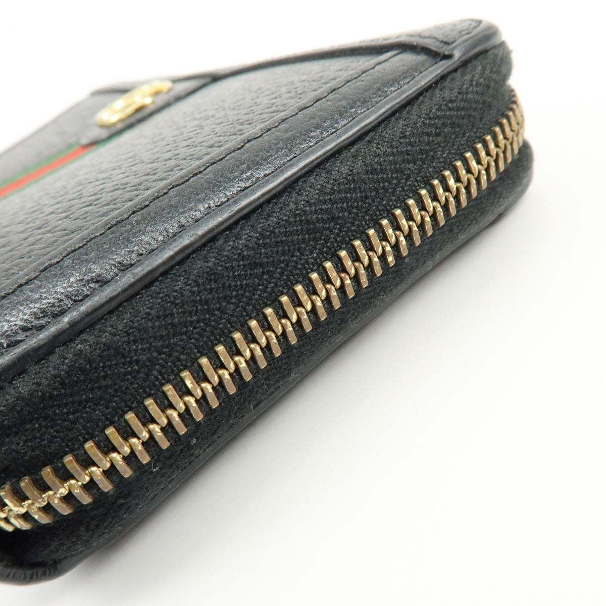 GUCCI Ophidia Sherry Double G Leather Round Zippy Wallet Black 523154