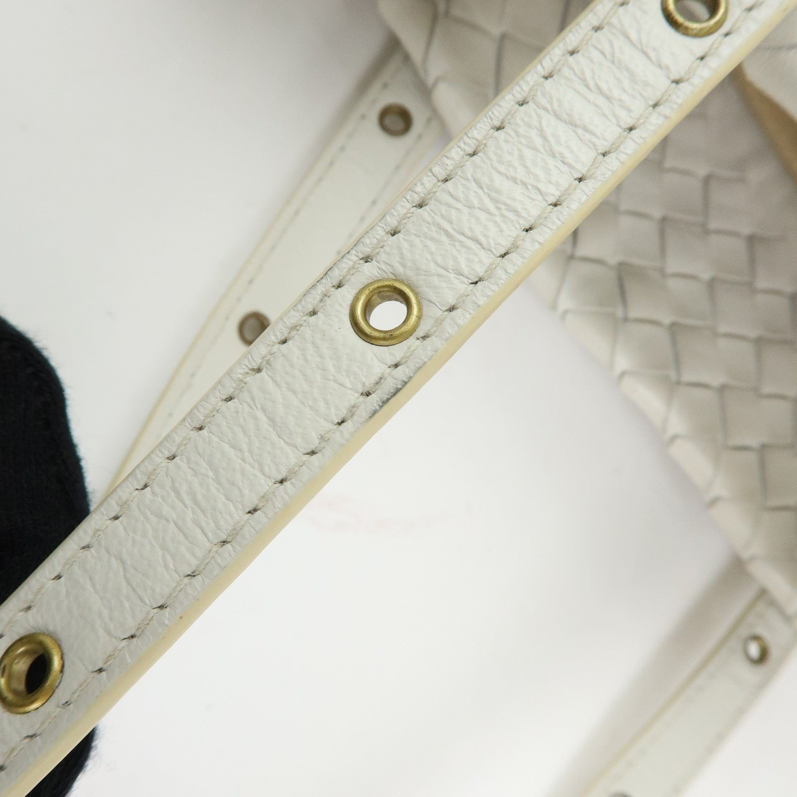 BOTTEGA VENETA Intrecciato Leather Hand Bag Mini Tote Bag White 162937