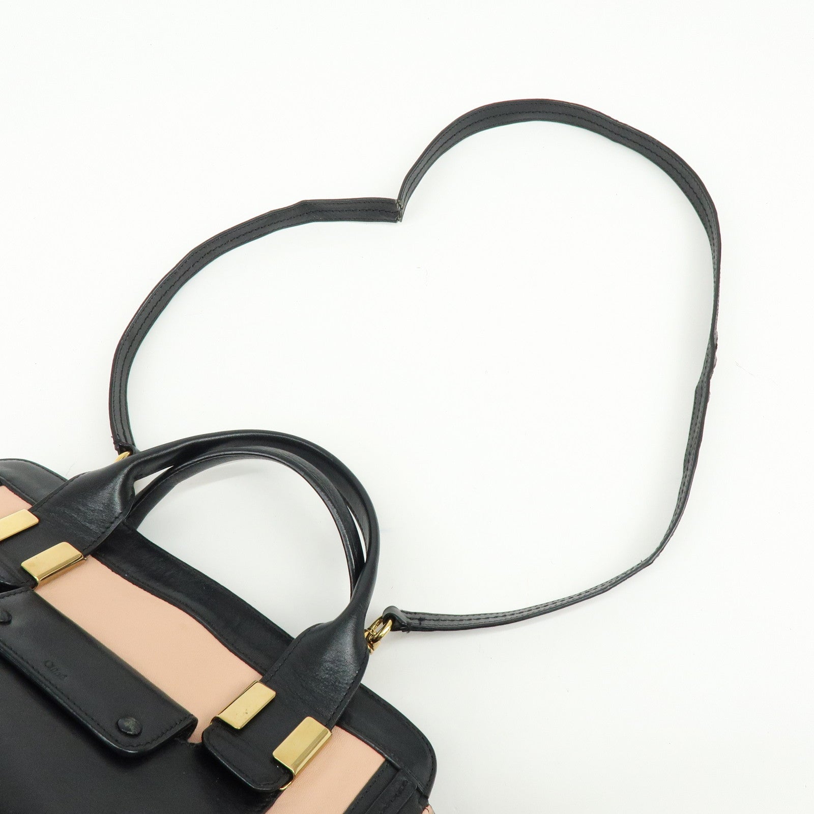 Chloe Alice Leather 2Way Bag Hand Bag Shoulder Bag Black Pink Beige