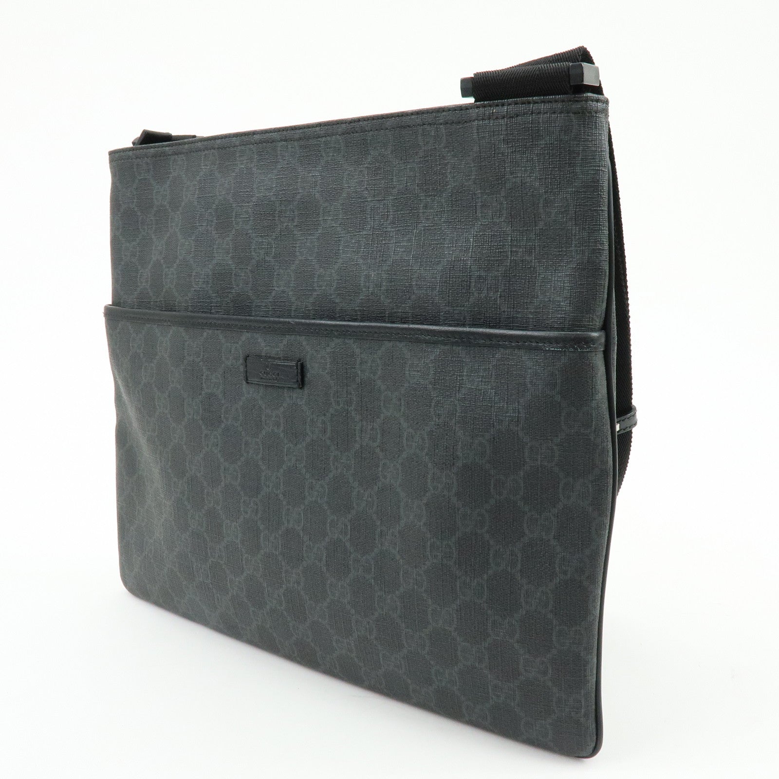 GUCCI GG Supreme Leather Shoulder Bag Crossbody Bag Black 162904