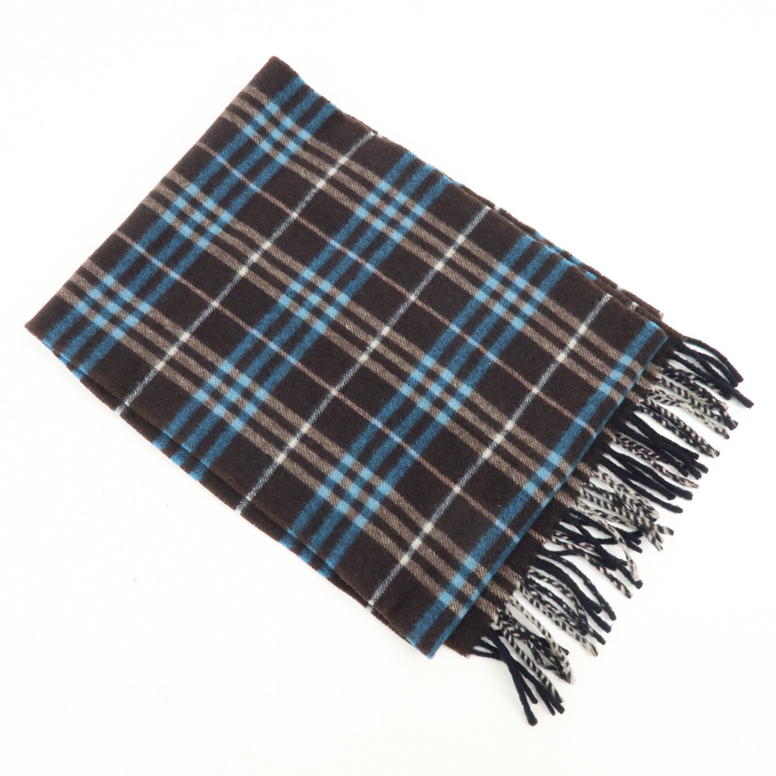 BURBERRY BLUE LABEL Wool 100% Scarf Dark Brown Blue