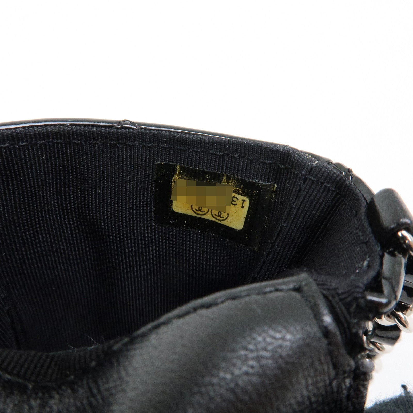 CHANEL Matelasse COCO Mark Patent Leather Phone Case Pouch Black
