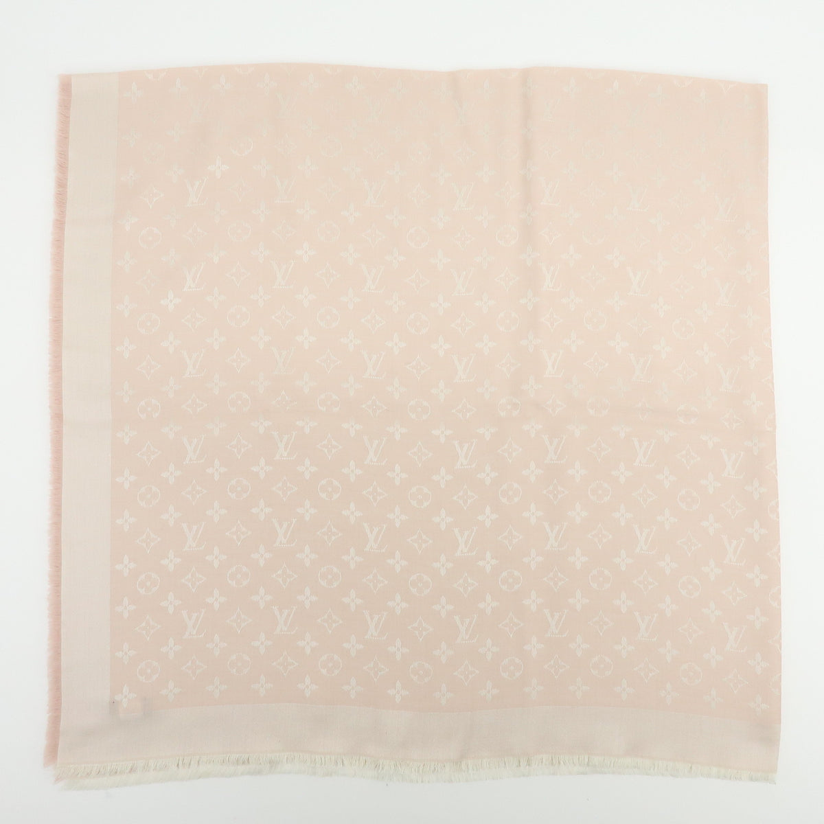 Louis Vuitton Monogram Silk Wool Scarf Shawl Light Pink
