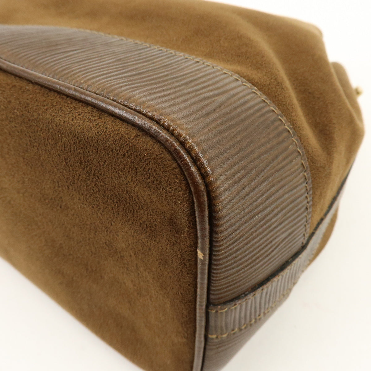 BALENCIAGA BB Logo Suede Leather Shoulder Bag Bucket Bag Brown