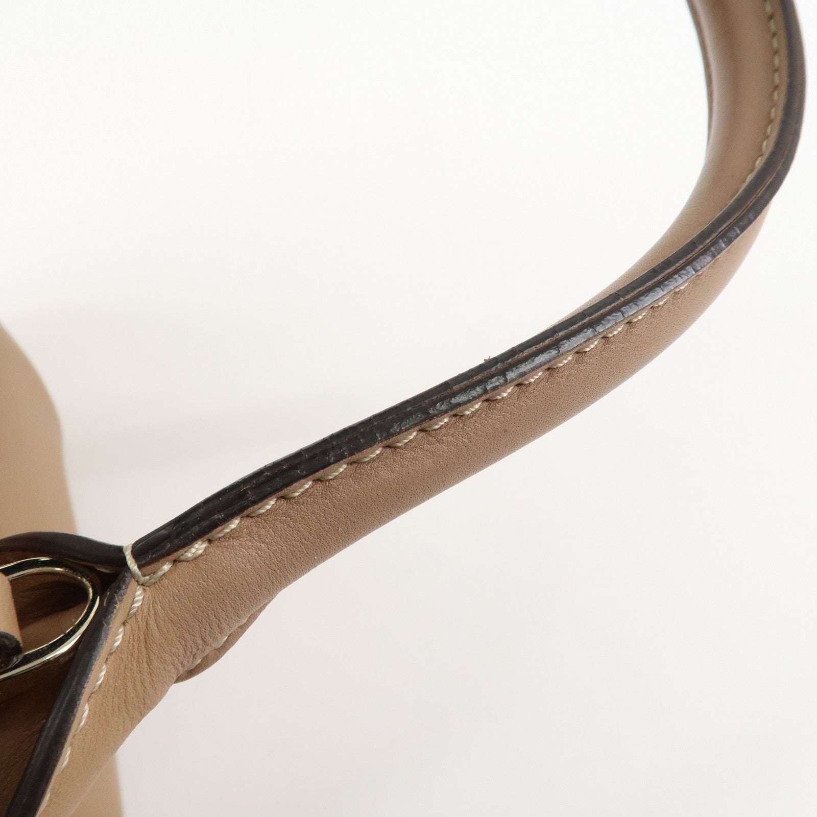 TOD'S Leather Shoulder Bag Boston Bag Hand Bag Beige Used