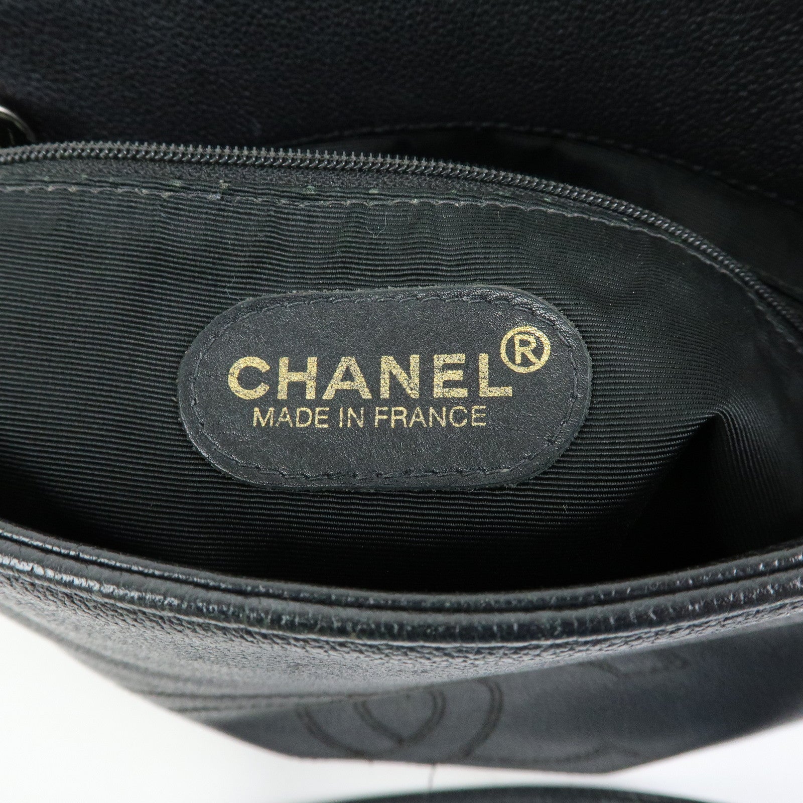 CHANEL COCO Mark Calf Skin Leather Tote Bag Shoulder Bag Black