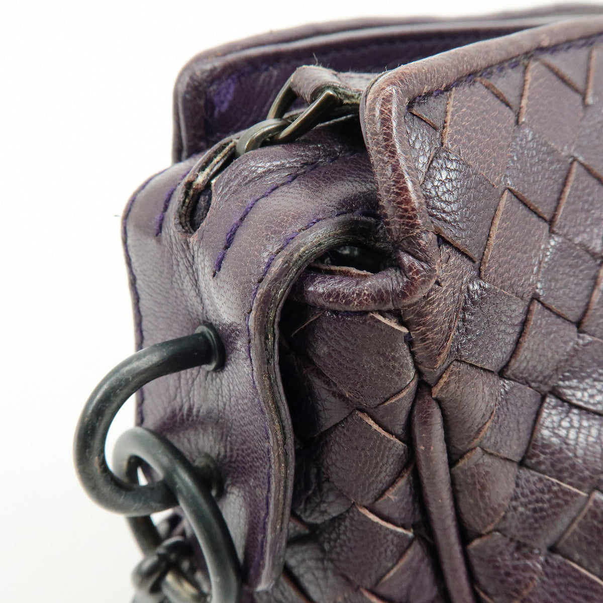 BOTTEGA VENETA Intrecciato Leather Shoulder Bag Crossbody Bag Purple