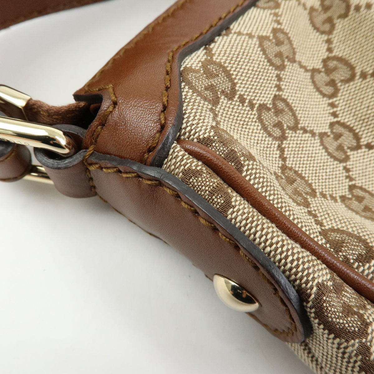 GUCCI Sukey Interlocking G GG Canvas Leather Shoulder Bag Beige 232955
