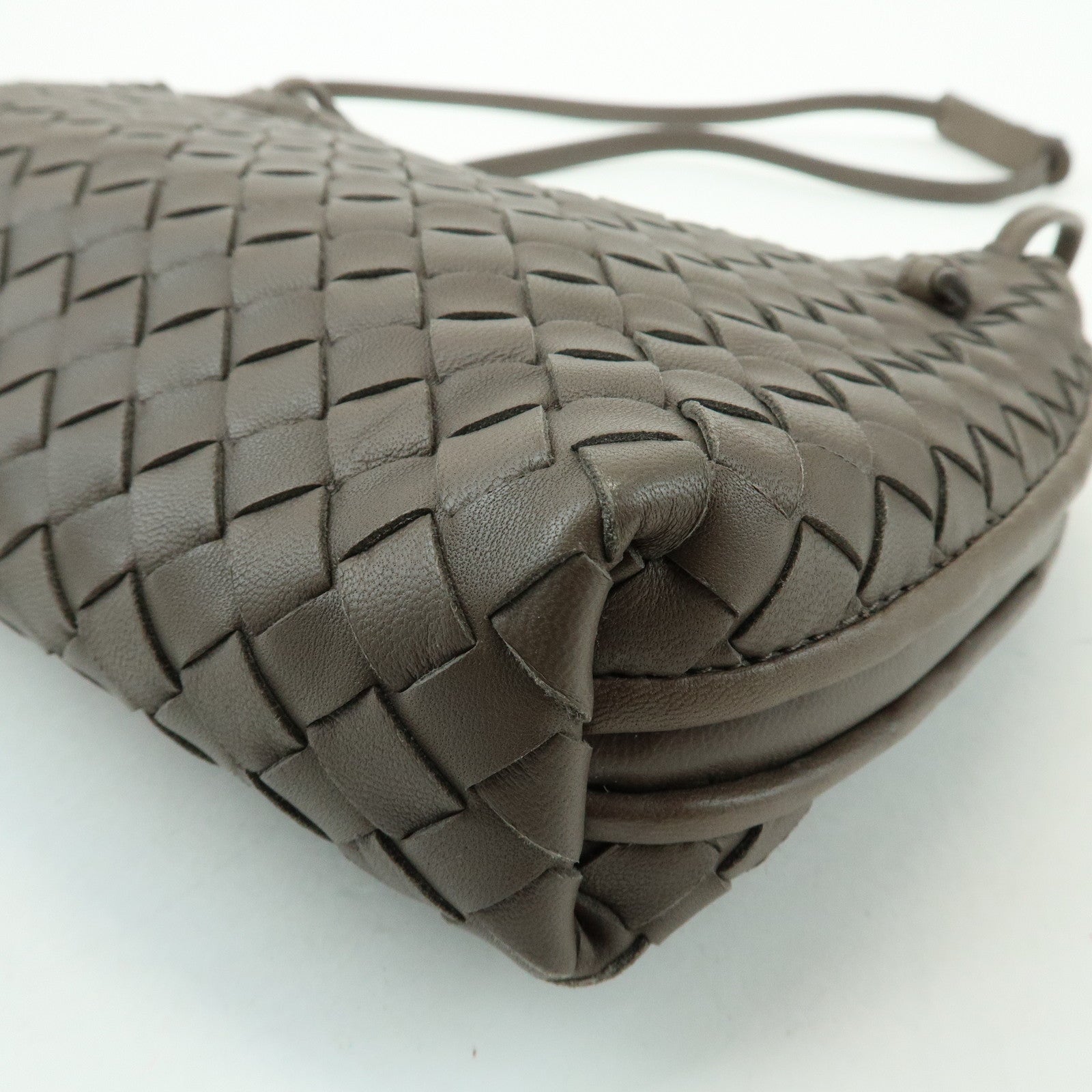 BOTTEGA VENETA Intrecciato Nodini Leather Shoulder Bag Brown