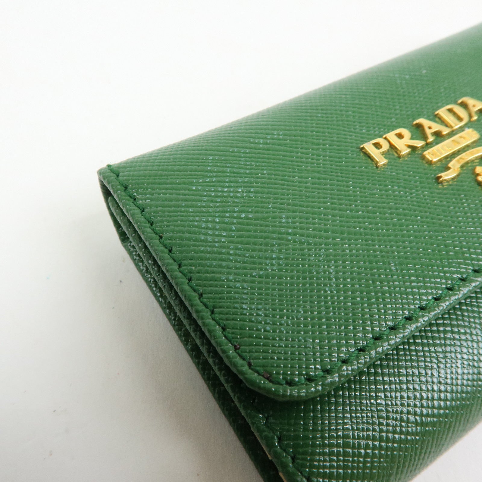 PRADA Logo Saffiano Leather 6 Rings Key Case Key Holder Green 1M0222