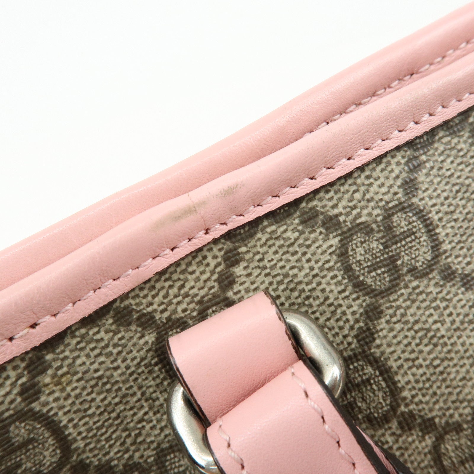 GUCCI Children's GG Supreme Leather Tote Bag Hand Bag Beige Pink 297557
