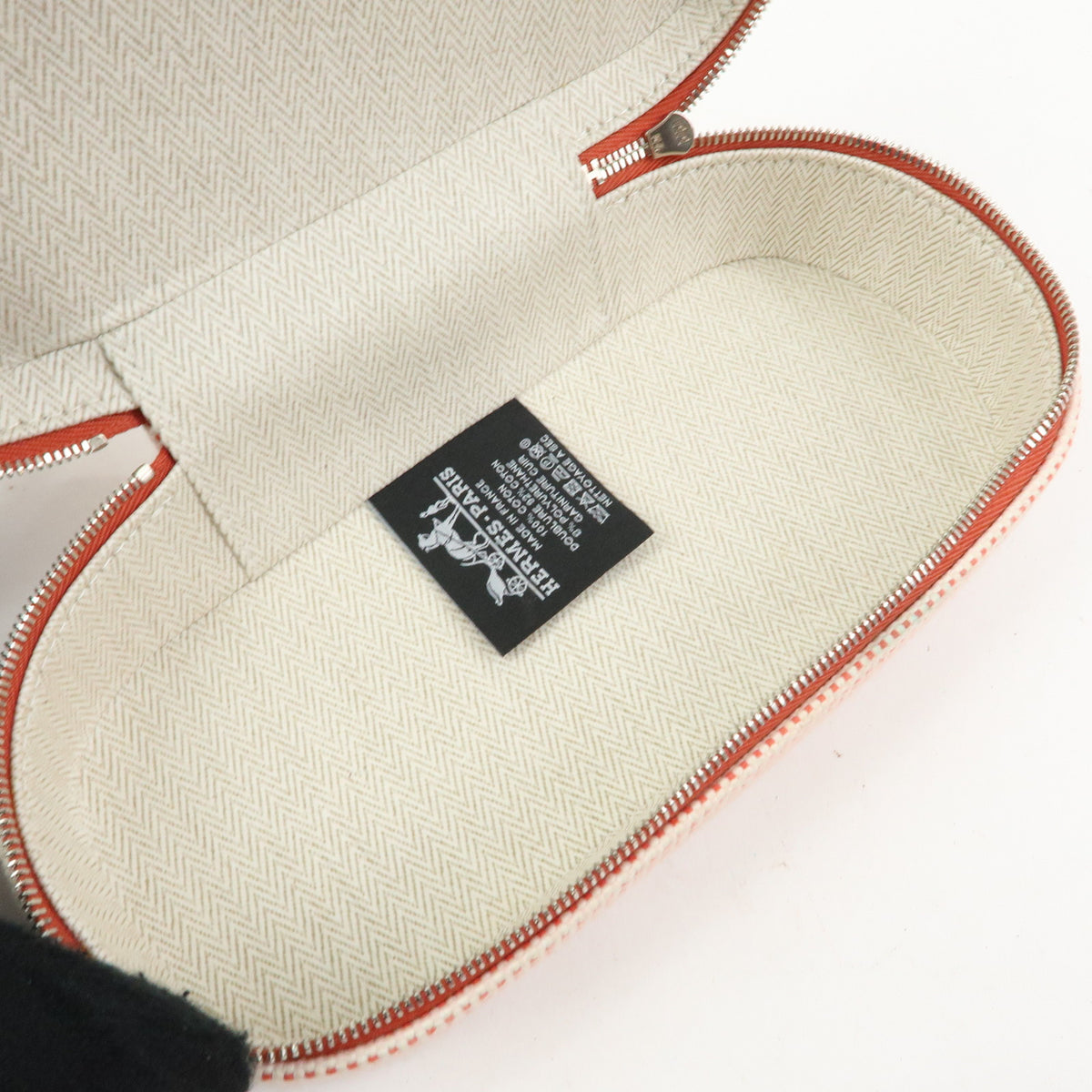 HERMES Toile H Escale Cosmetic Pouch Accesory Pouch Vermilion
