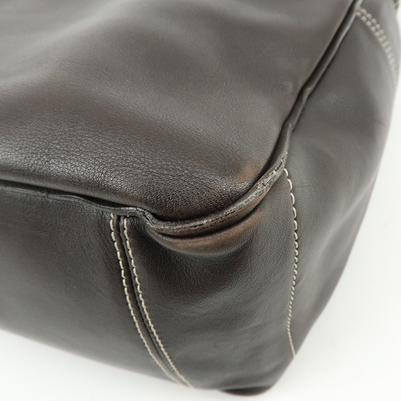 CELINE Macadam Boogie Bag Hand Bag Tote Bag Brown White Sticth