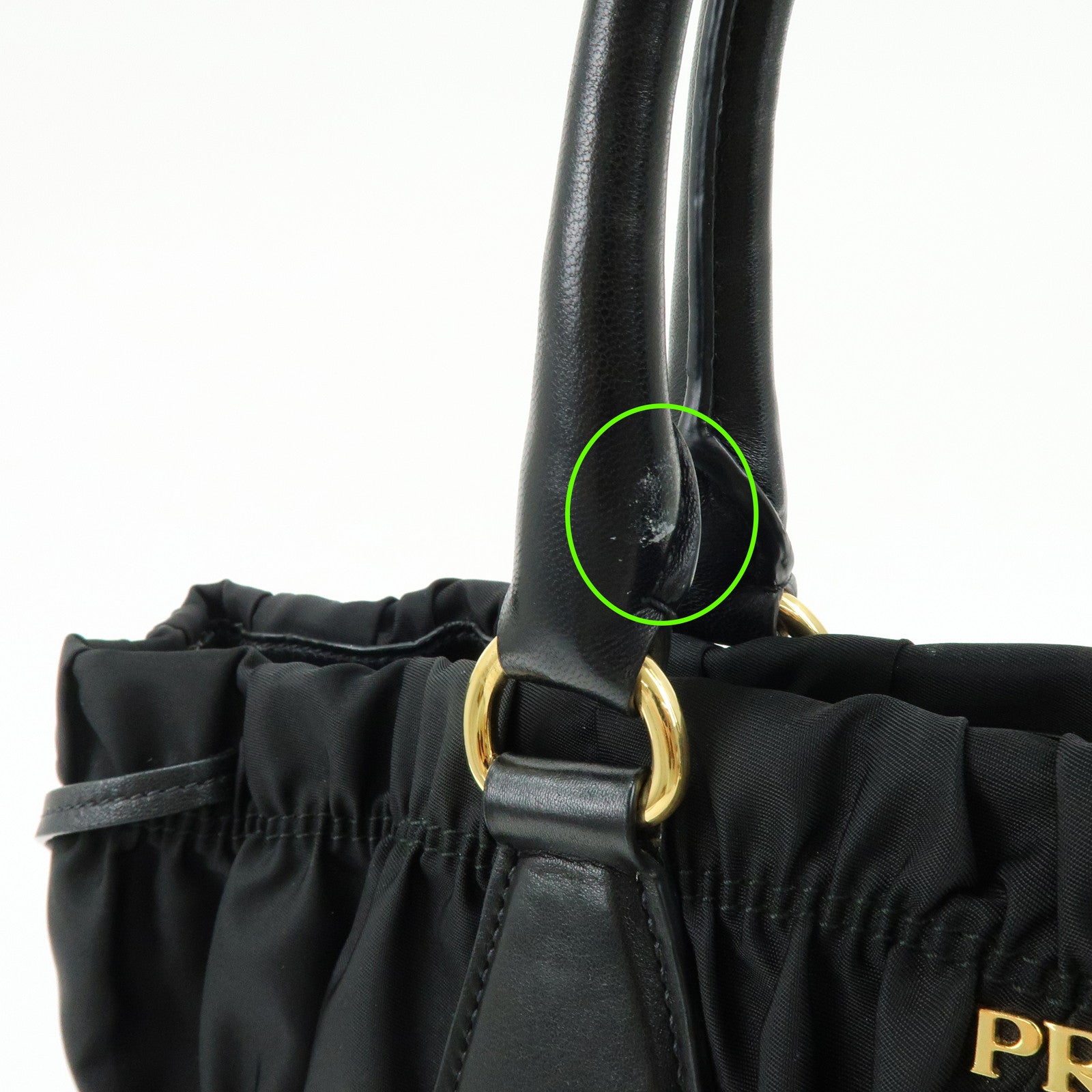 PRADA Tessuto Gaufre Nylon Leather 2Way Bag Hand Bag Black B1788M