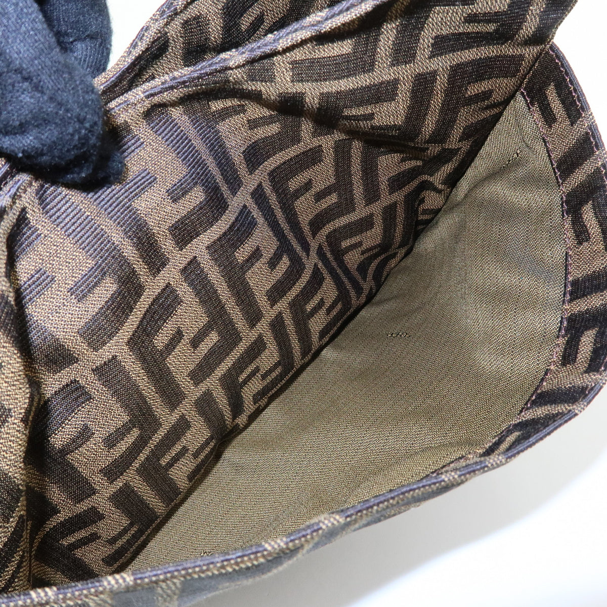 FENDI Zucca Canvas Leather Shoulder Bag Hand Bag Black Brown 26569