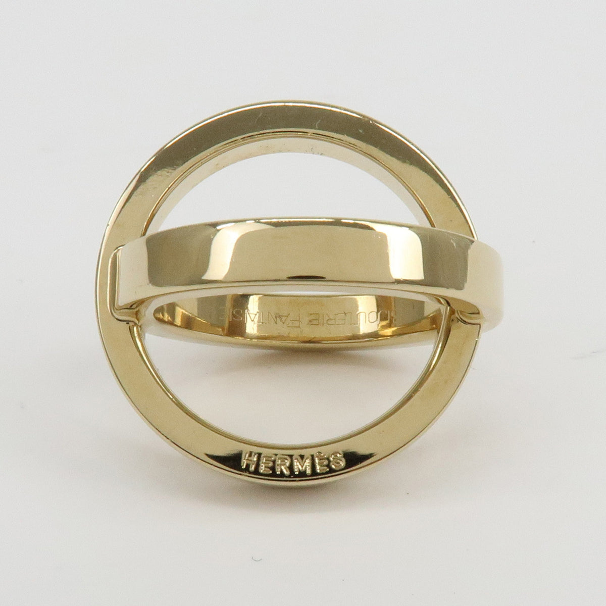 HERMES Lot of 2 Chaine d'Ancre Enchainee Cosmos Metal Scarf Ring Gold