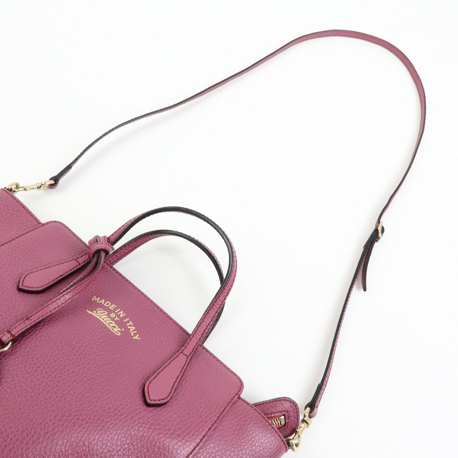 GUCCI Swing Mini Leather 2Way Bag Hand Bag Shoulder Bag Purple 368827