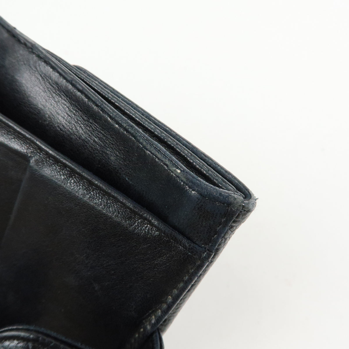 CHANEL COCO Mark Caviarskin Compact W Hook Wallet Black