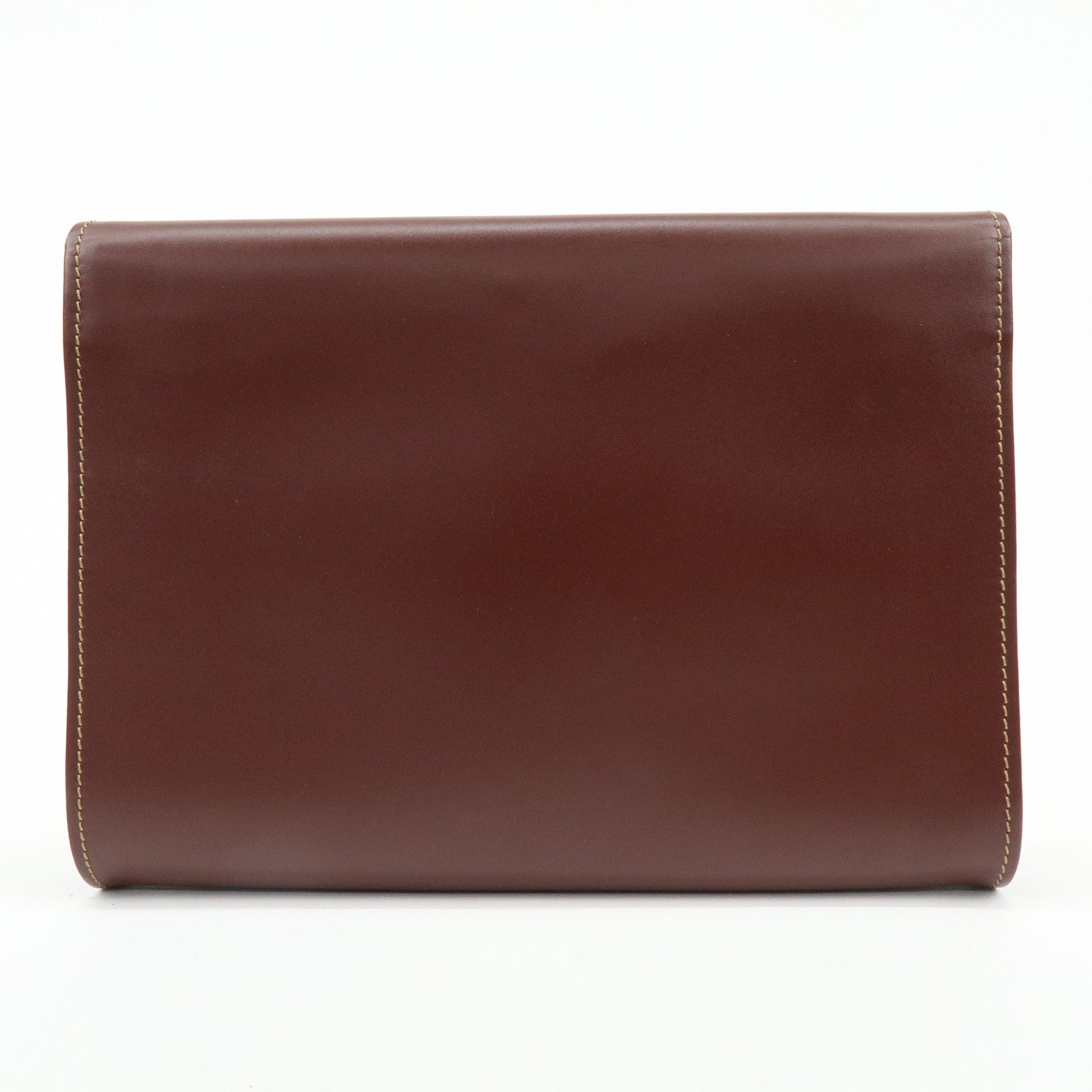 Cartier Must de Cartier Leather Clutch Bag Flat Pouch Bordeaux