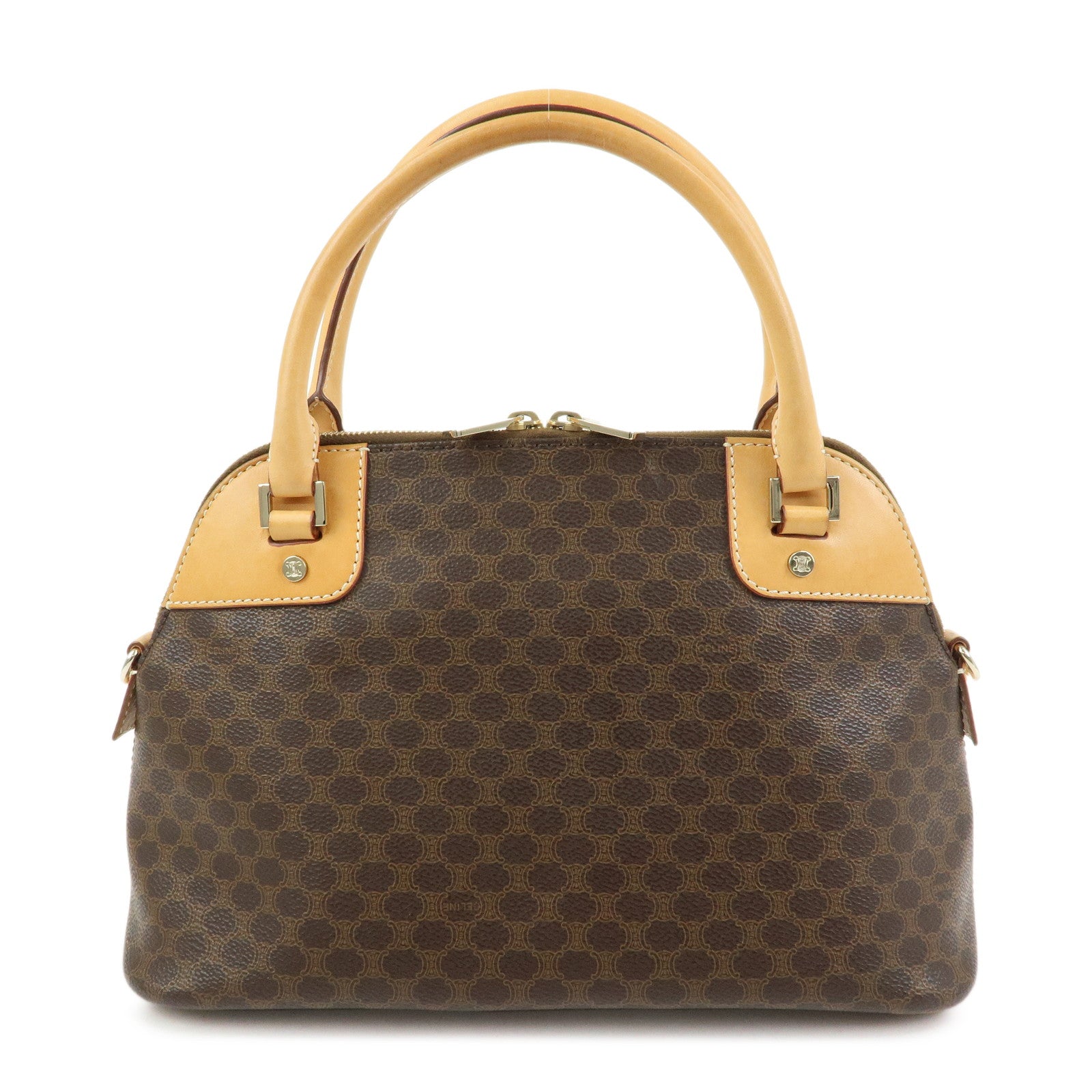 CELINE Macadam PVC Leather 2Way Bag Hand Bag Brown