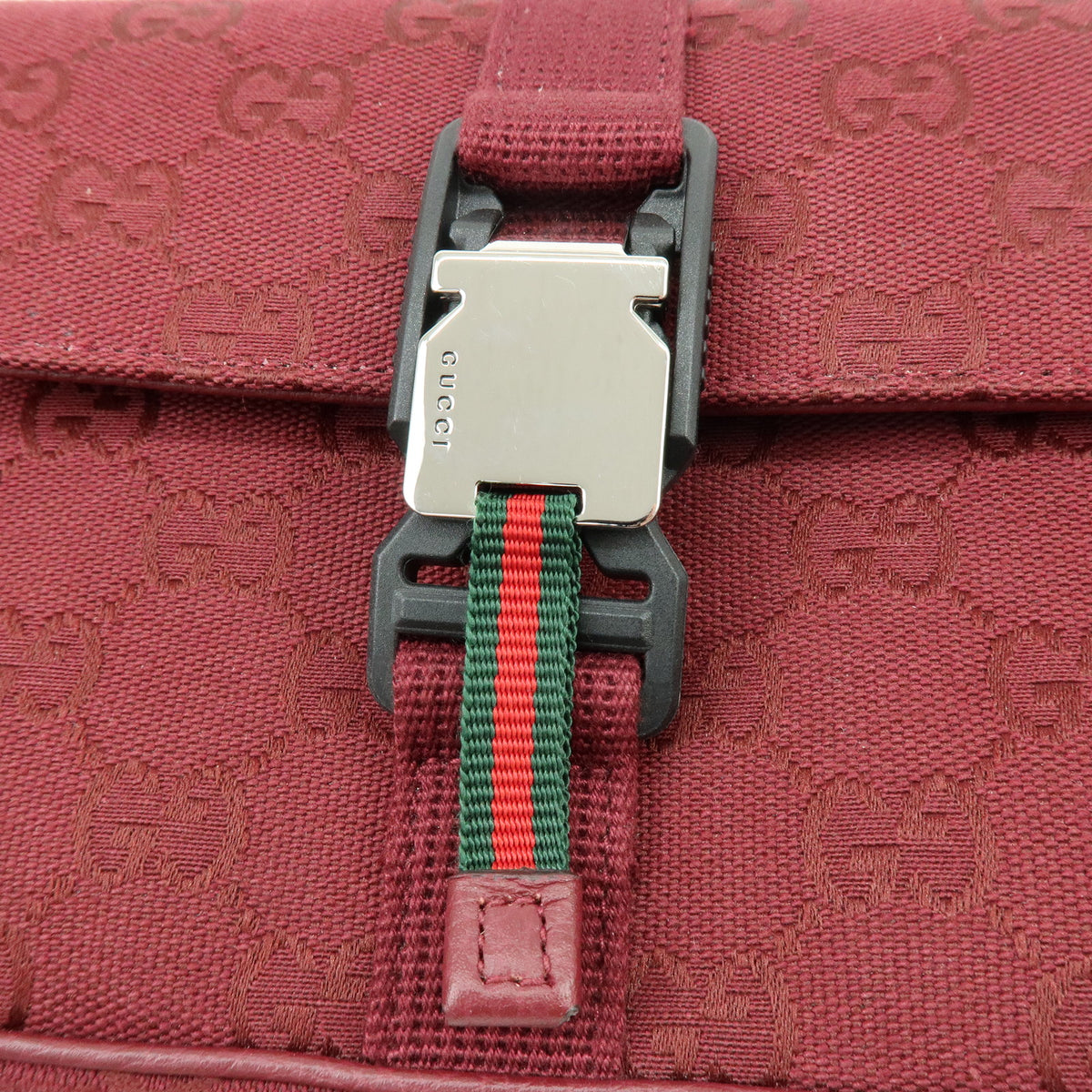 GUCCI Sherry GG Canvas Leather Shoulder Crossbody Bag Bordeaux 802100