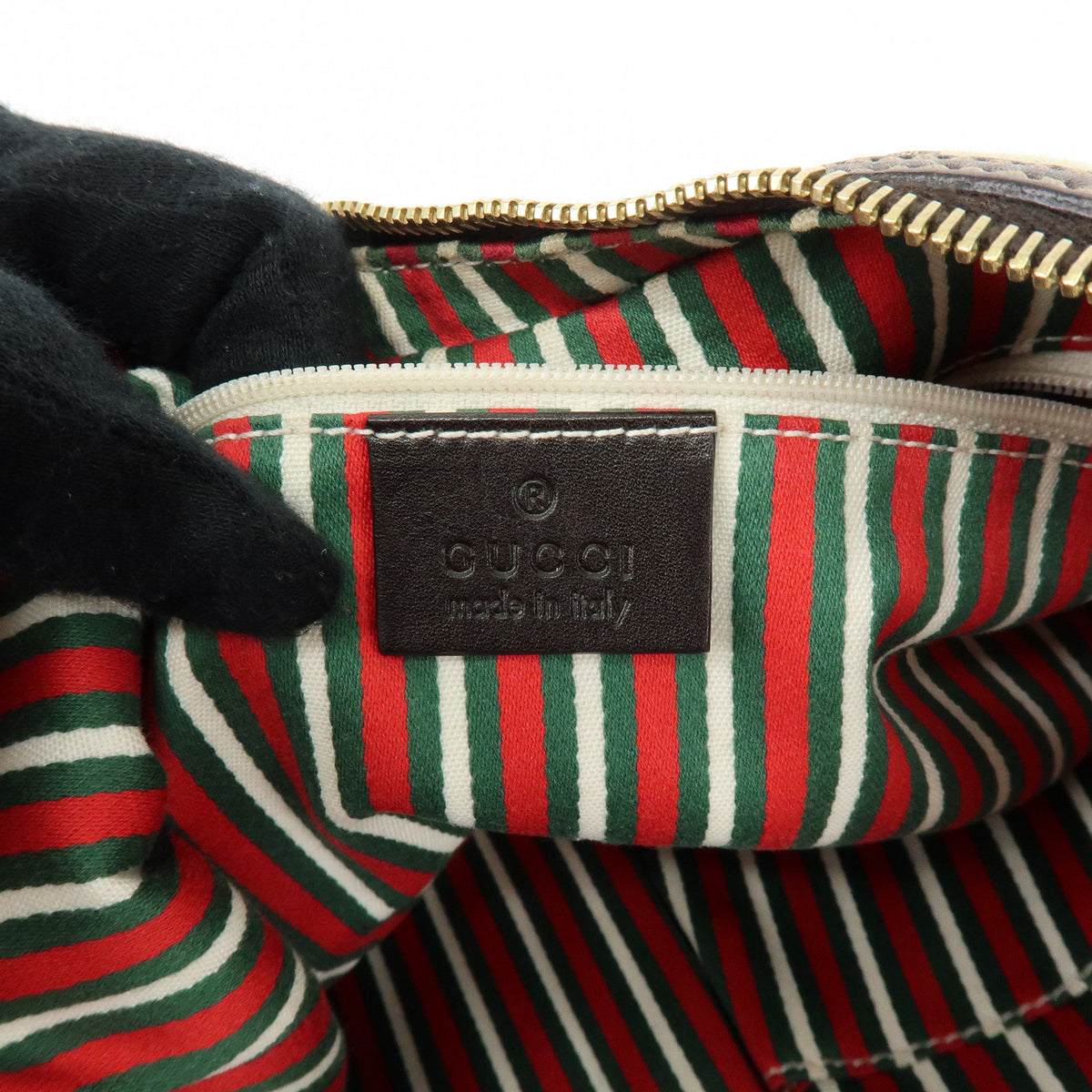 GUCCI Interlocking G Canvas Leather Shoulder Bag Hand Bag Beige Brown