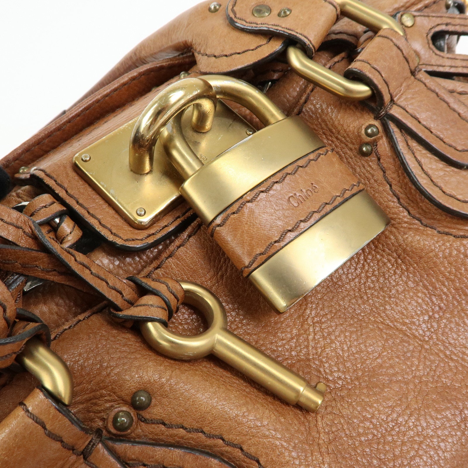 Chloe Paddington Medium Leather Hand Bag Shoulder Bag Brown