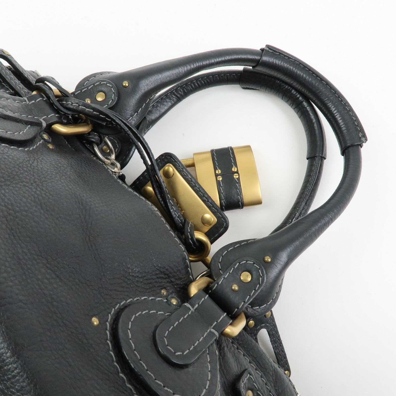 Chloe Paddington Leather Boston Bag Hand Bag Black
