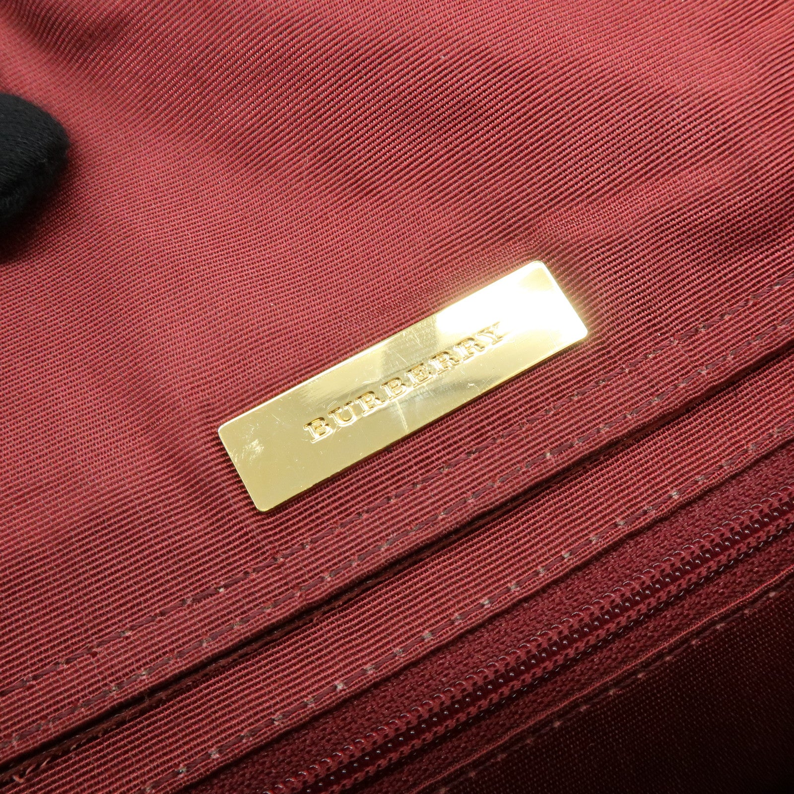 BURBERRY Nova Plaid Canvas Leather Shoulder Bag Hand Bag Beige Bordeaux