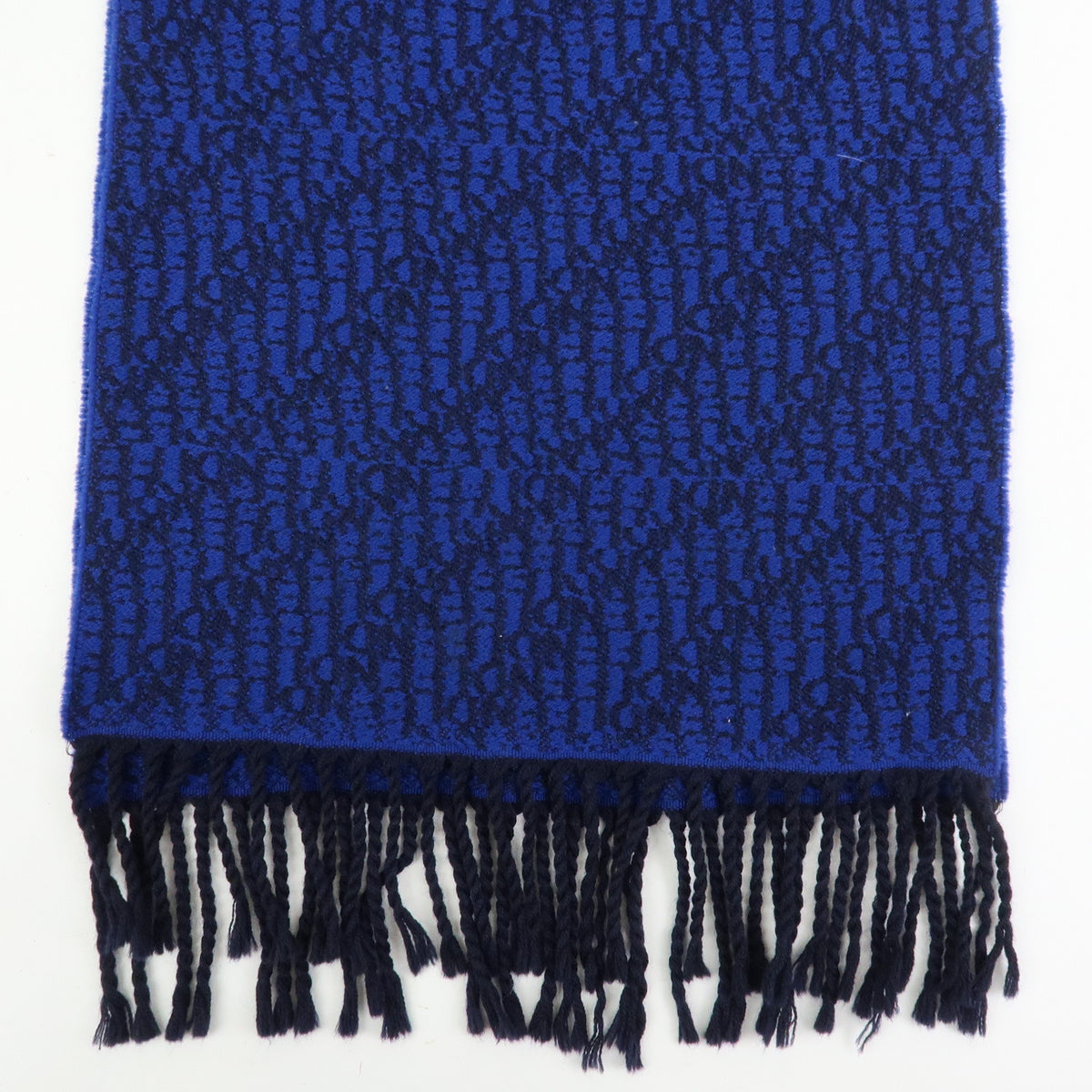FENDI Zucca Lot of 2 Wool 100% Fringe Scarf Brown Blue