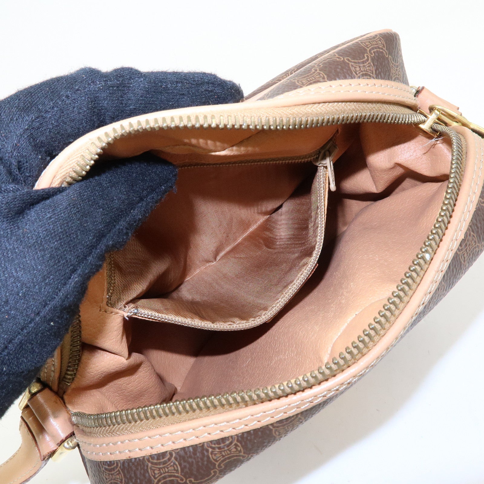 CELINE Macadam PVC Leather Shoulder Bag Crossbody Bag Brown