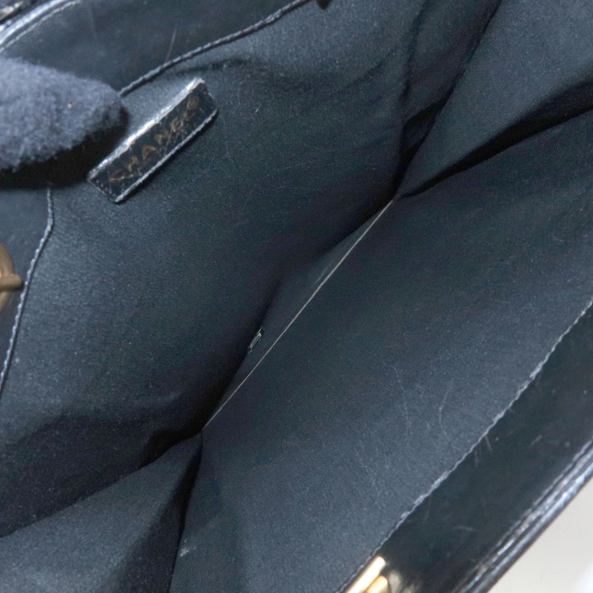 CHANEL Icon Line Canvas Leather Tote Bag Hand Bag Black