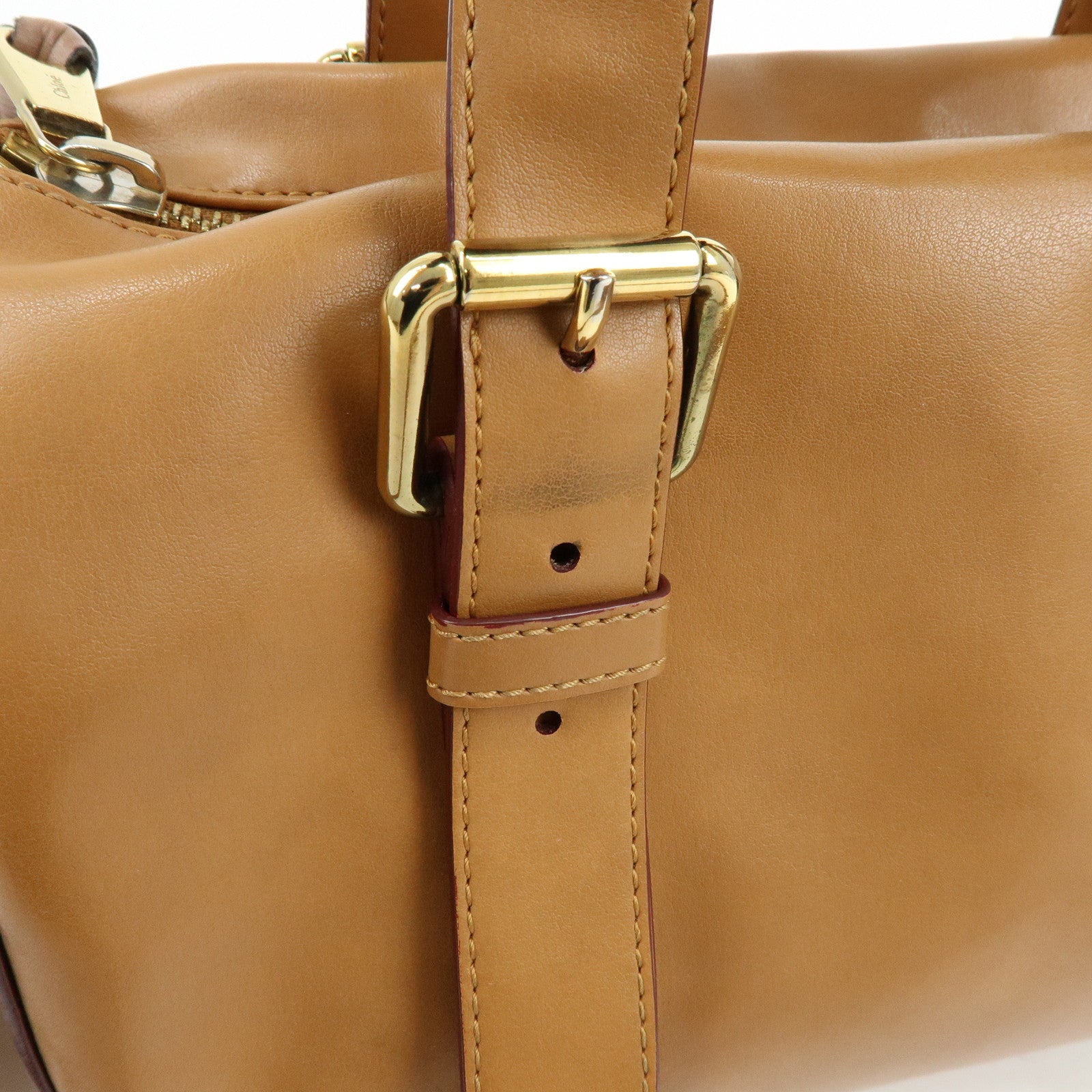 Chloe Sam Leather 2Way Bag Hand Shoulder Bag Brown Camel