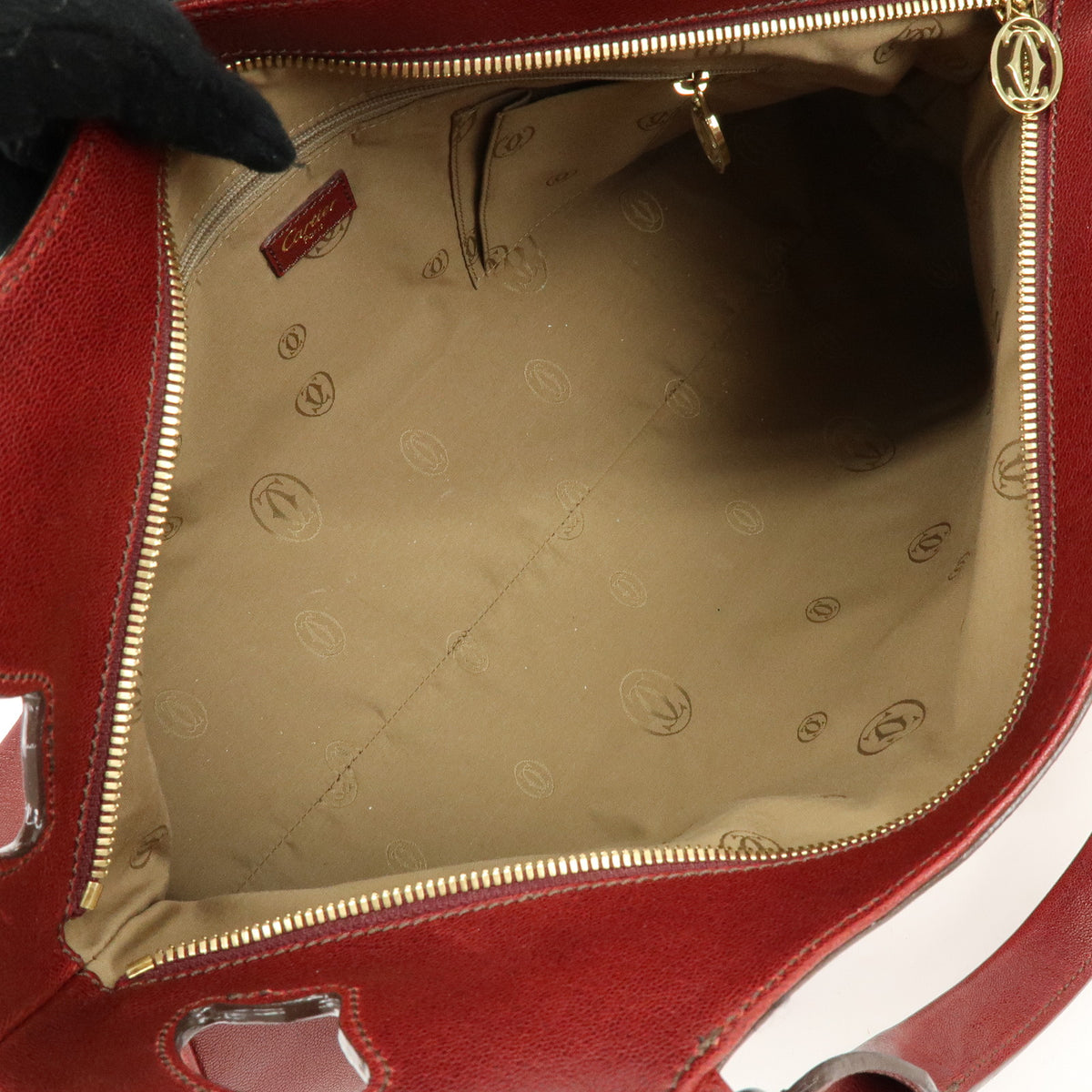 Cartier Marcello de Cartier Leather Tote Bag Hand Bag Bordeaux