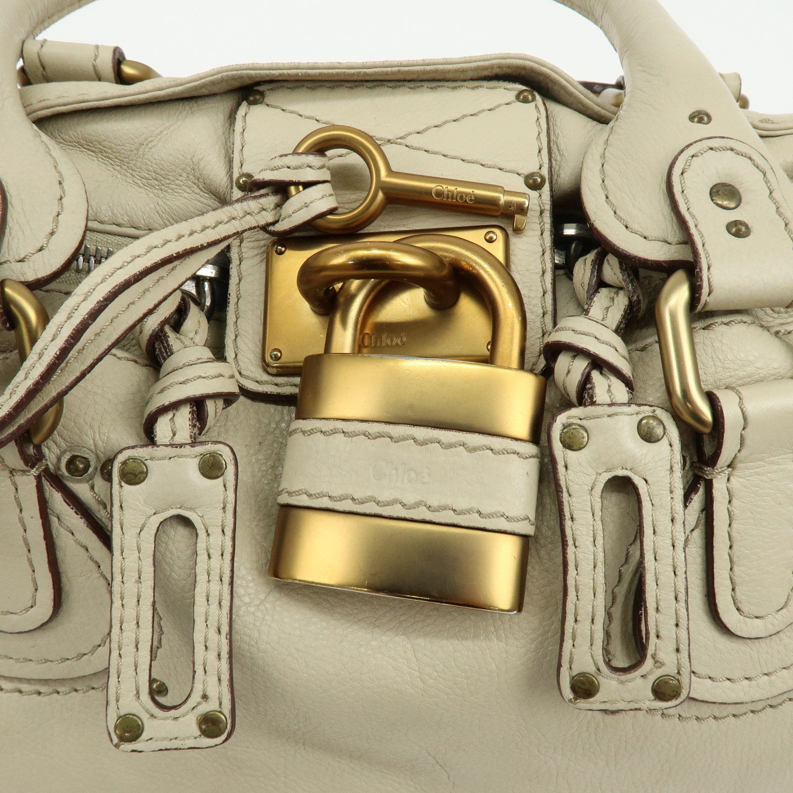 Chloe Paddington Leather Shoulder Bag Hand Bag Ivory