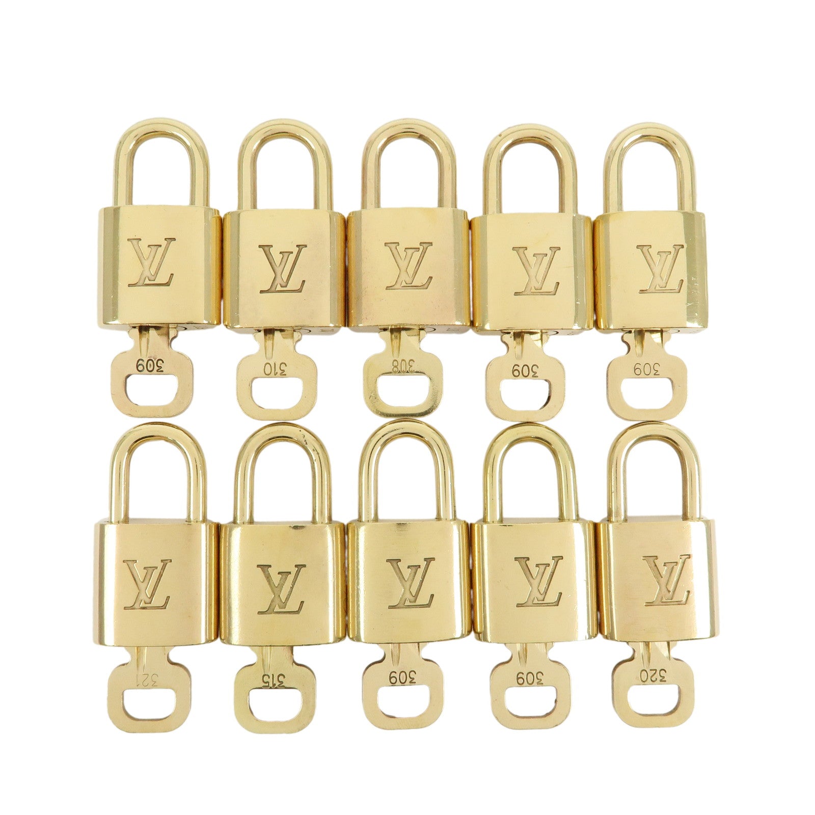 Louis Vuitton Set of 10 Lock & Key Cadena Key Lock Gold