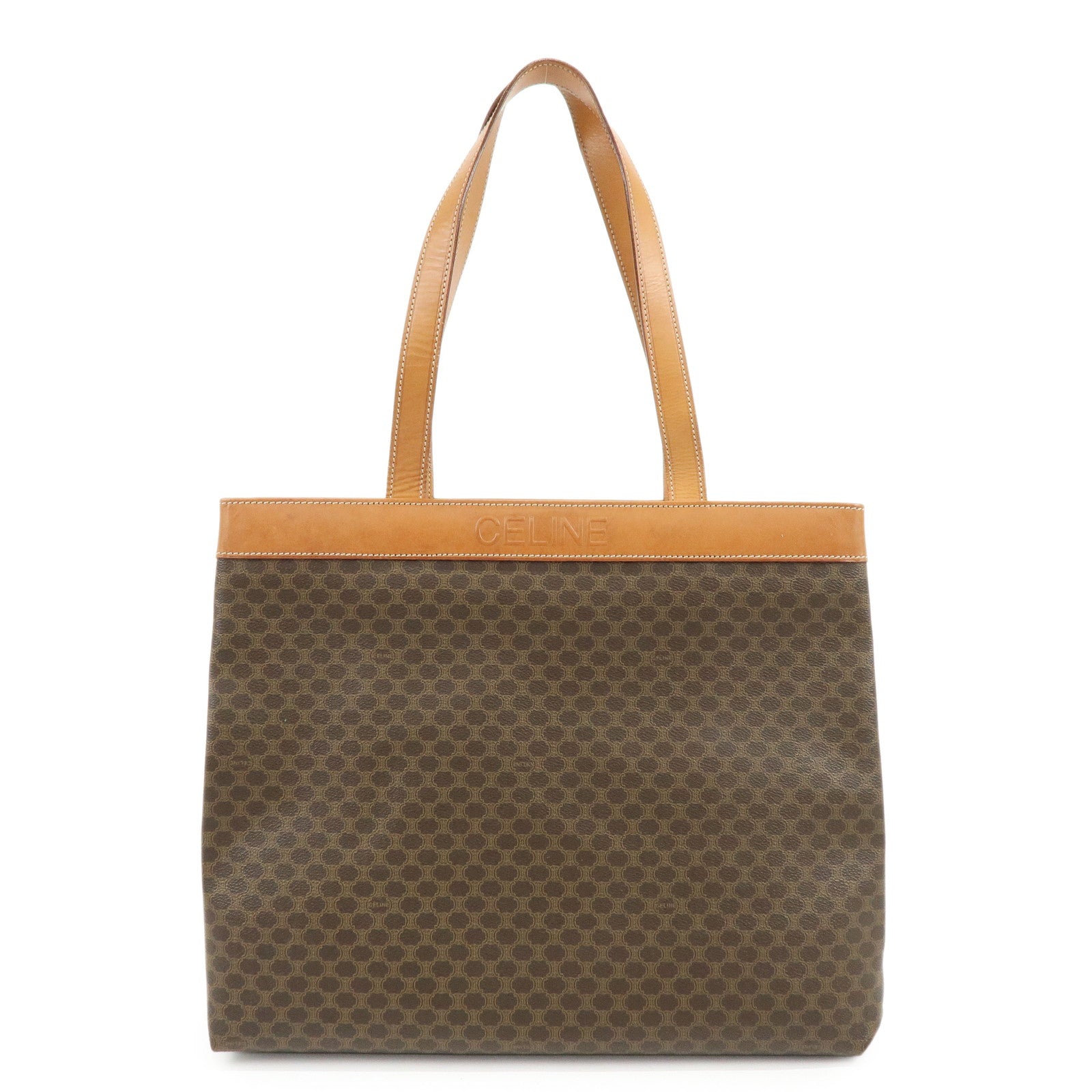 CELINE Macadam PVC Leather Tote Shoulder Bag Brown