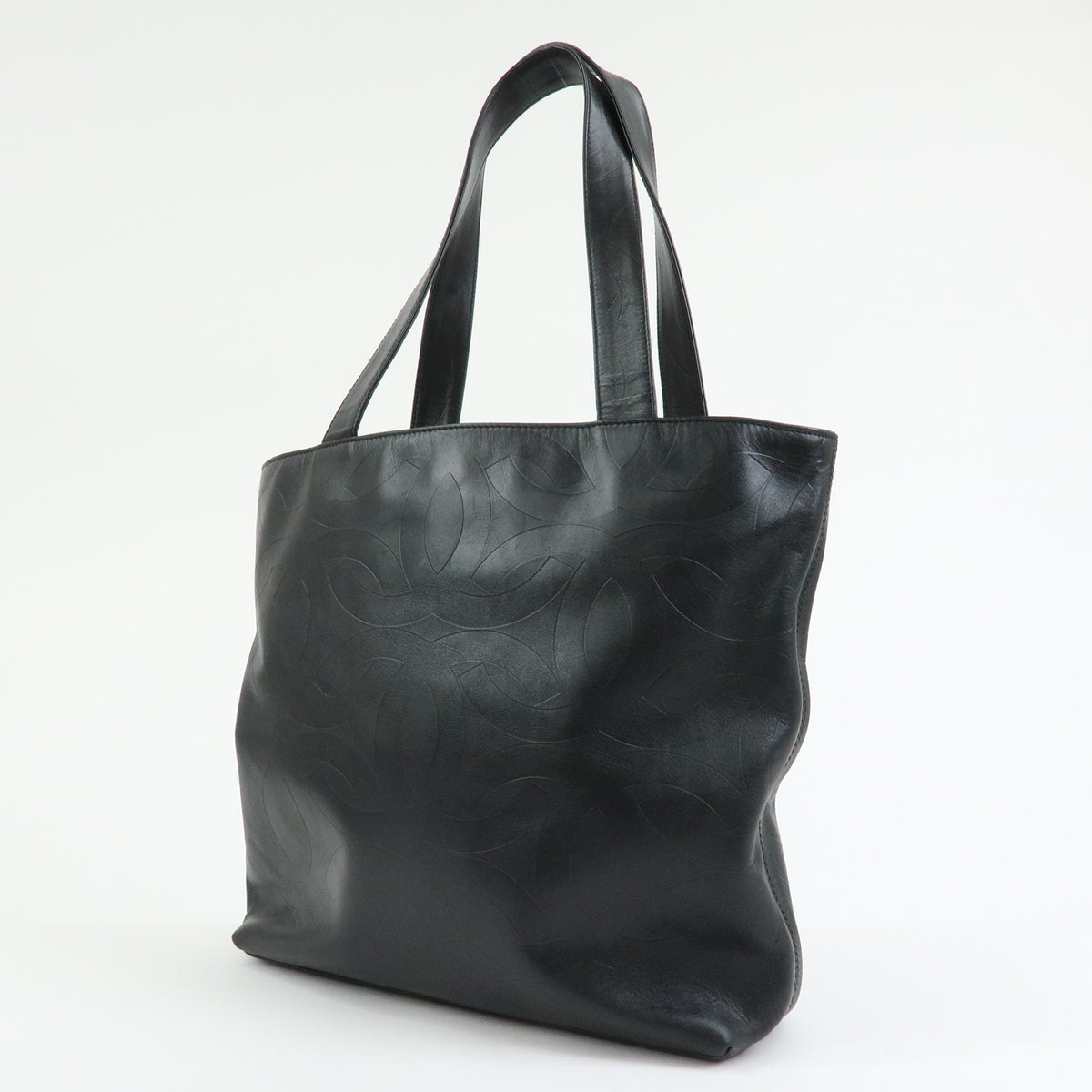 CHANEL COCO Mark Leather Tote Bag Shoulder Bag Black