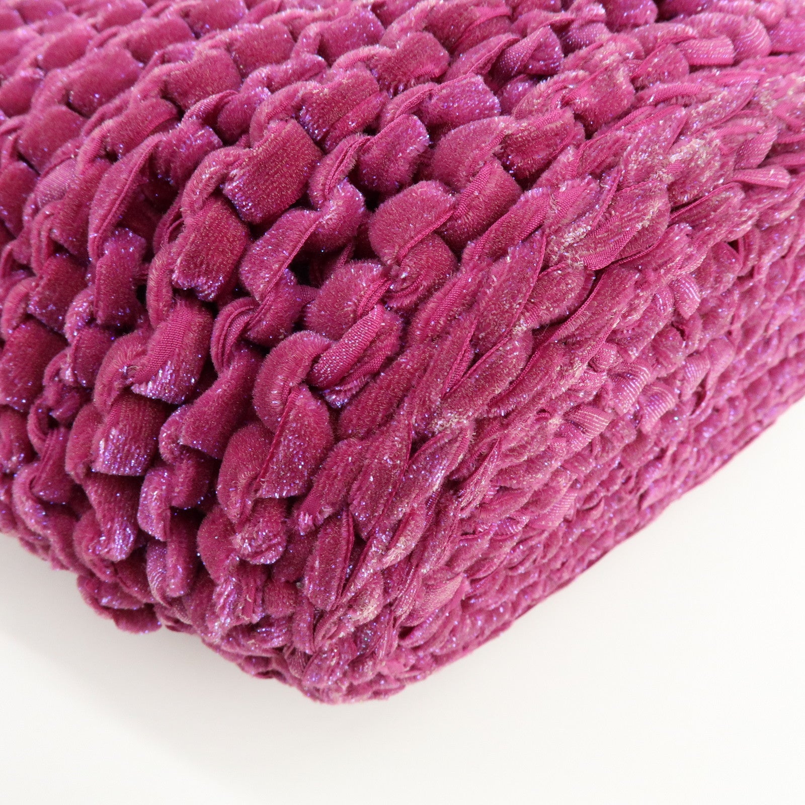 ANTEPRIMA Glitter Velour Yarn Knit Hand Bag Tote Bag Purple