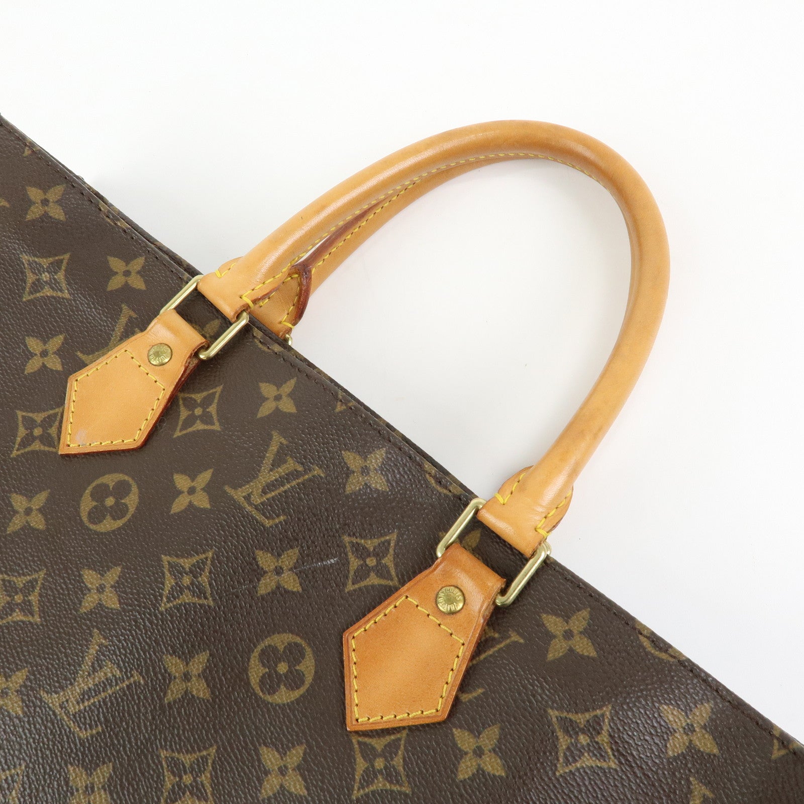 Louis Vuitton Monogram Sac Plat Tote Bag Hand Bag Brown M51140