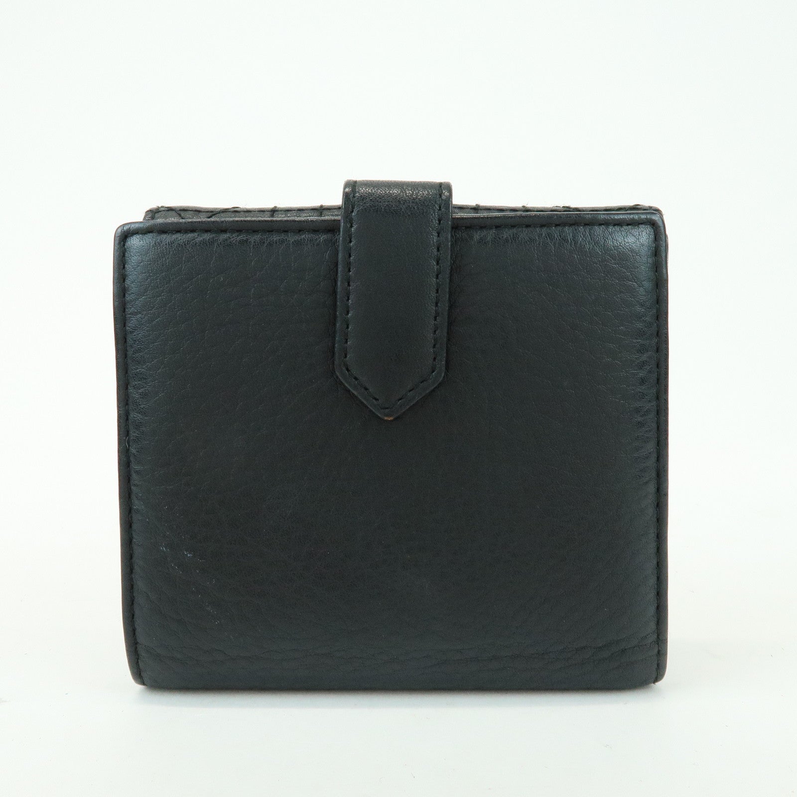 Christian Dior Cannage D Logo Leather Bi-fold Compact Wallet Black