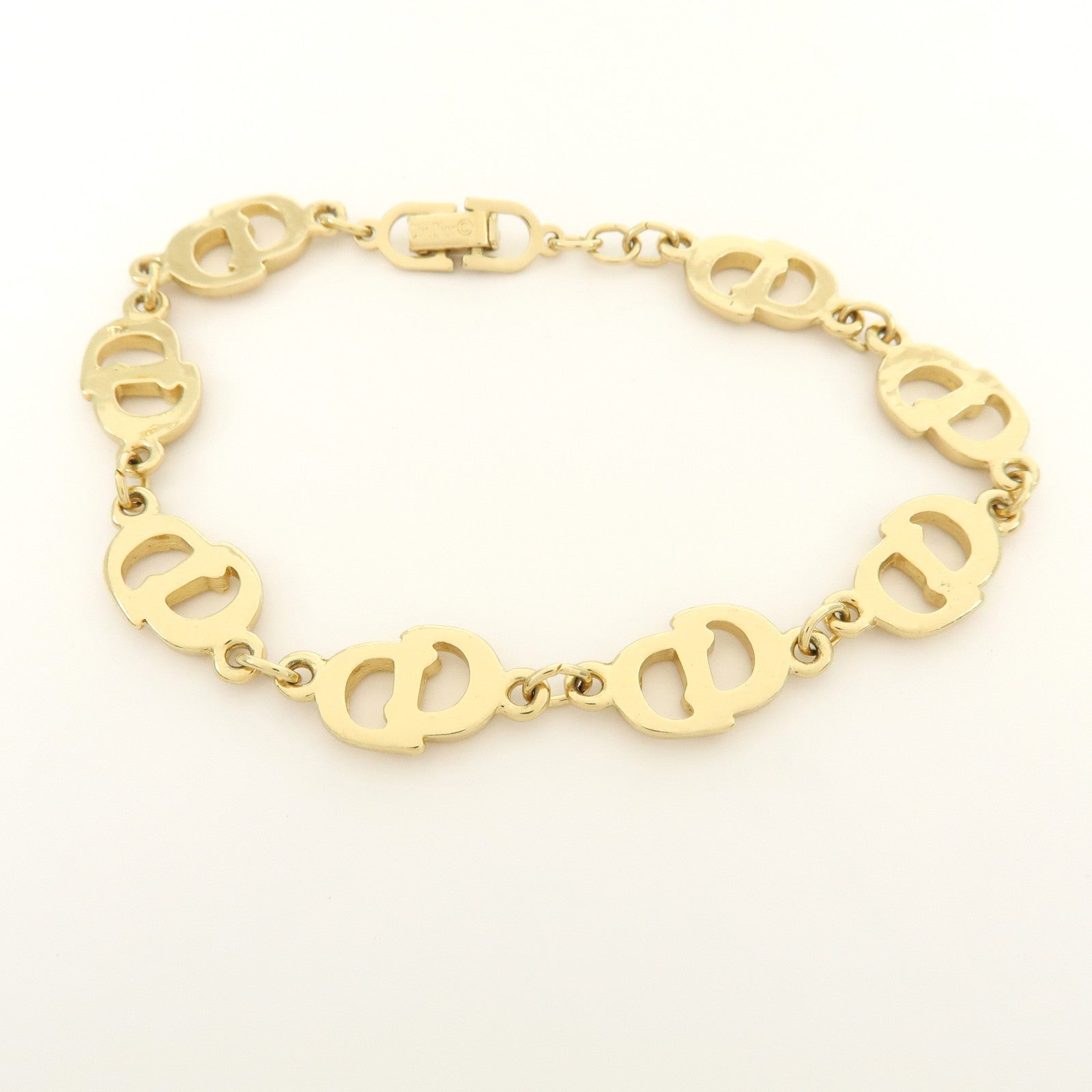 Christian Dior CD Logo Chain Metal Bracelet Gold