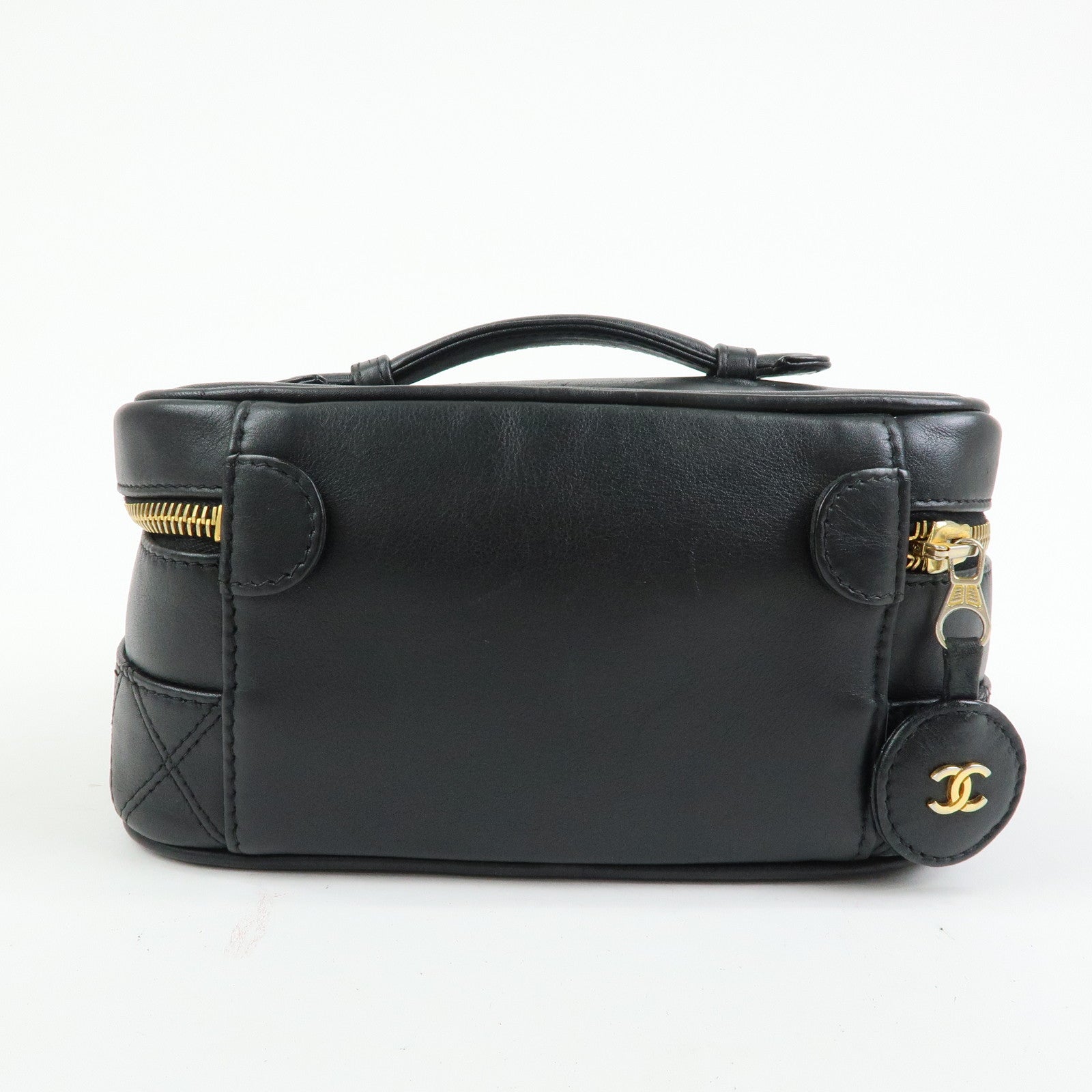 CHANEL Bicolore COCO Mark Calf Leather Vanity Bag Black A01618