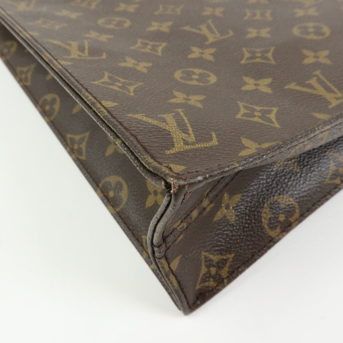Louis Vuitton Monogram Sac Plat Tote Bag Hand Bag Brown M51140