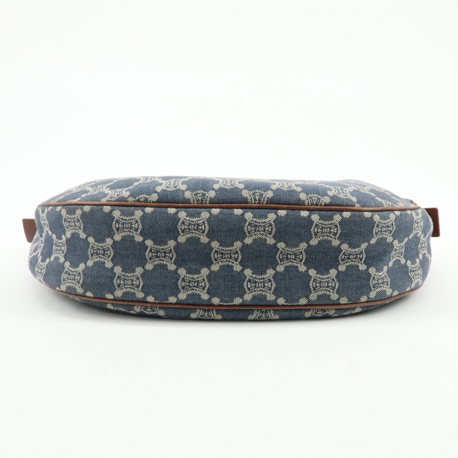 CELINE Macadam Denim Leather Shoulder Crossbody Bag Indigo Blue Brown