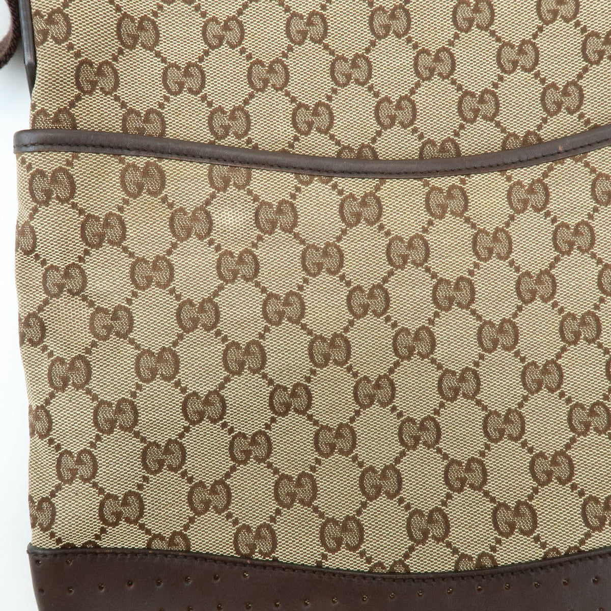 GUCCI GG Canvas Leather Shoulder Bag Crossbody Bag Beige Brown 145857