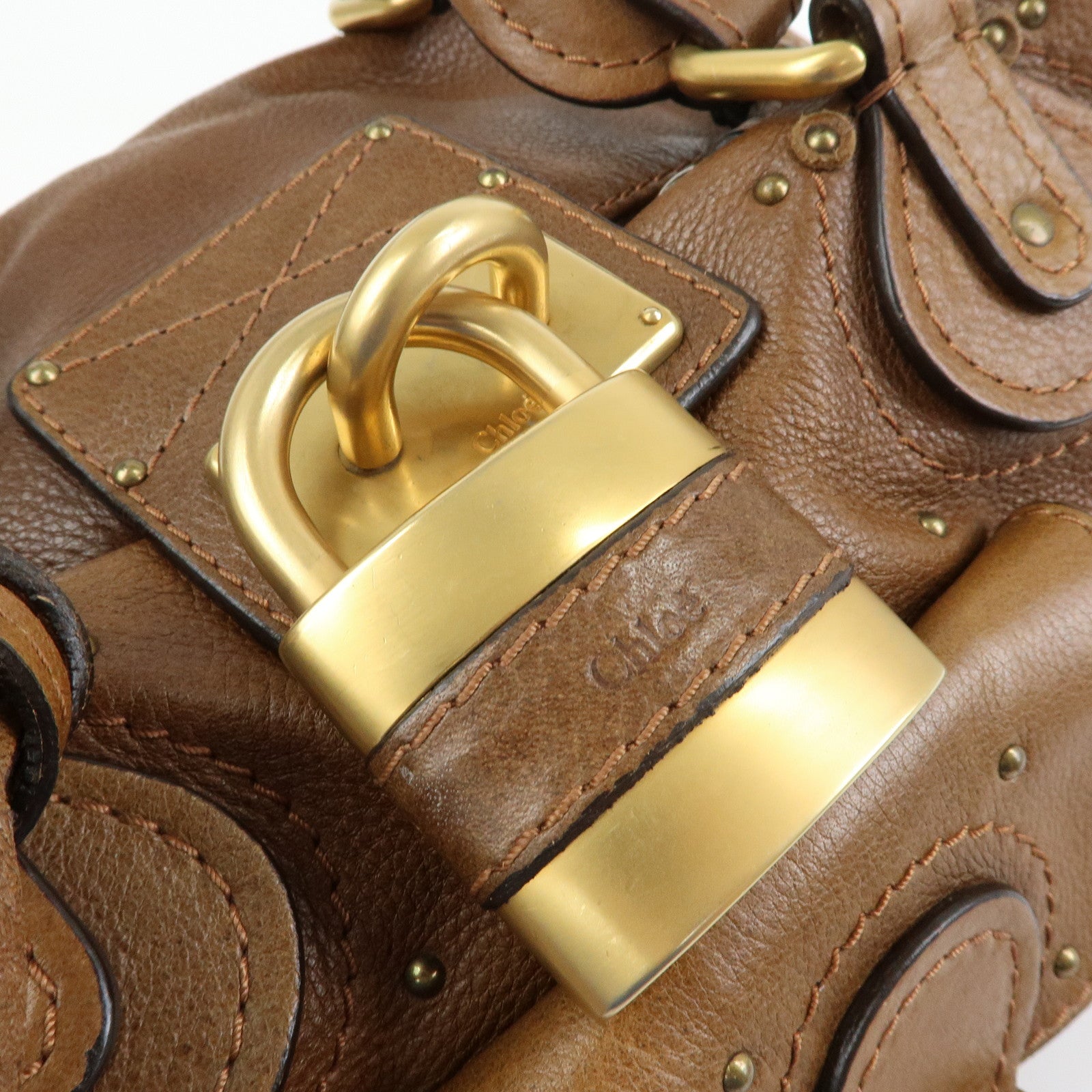 Chloe Paddington Leather Hand Bag Boston Bag Brown