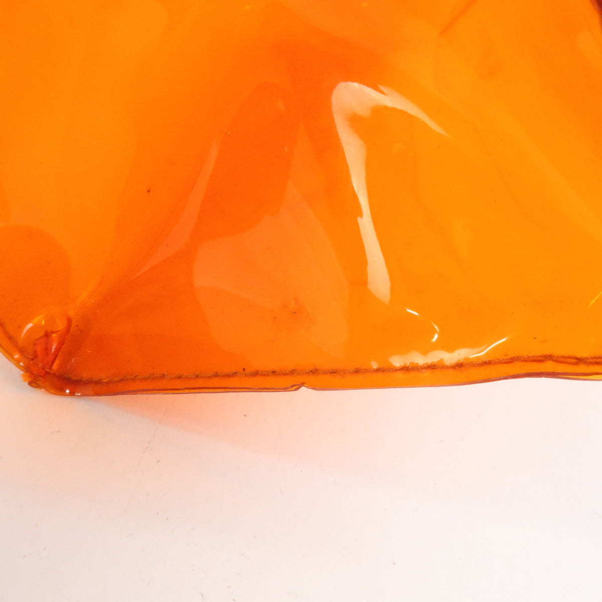 HERMES Vinyl Kelly Clear Hand Bag Transparent Orange